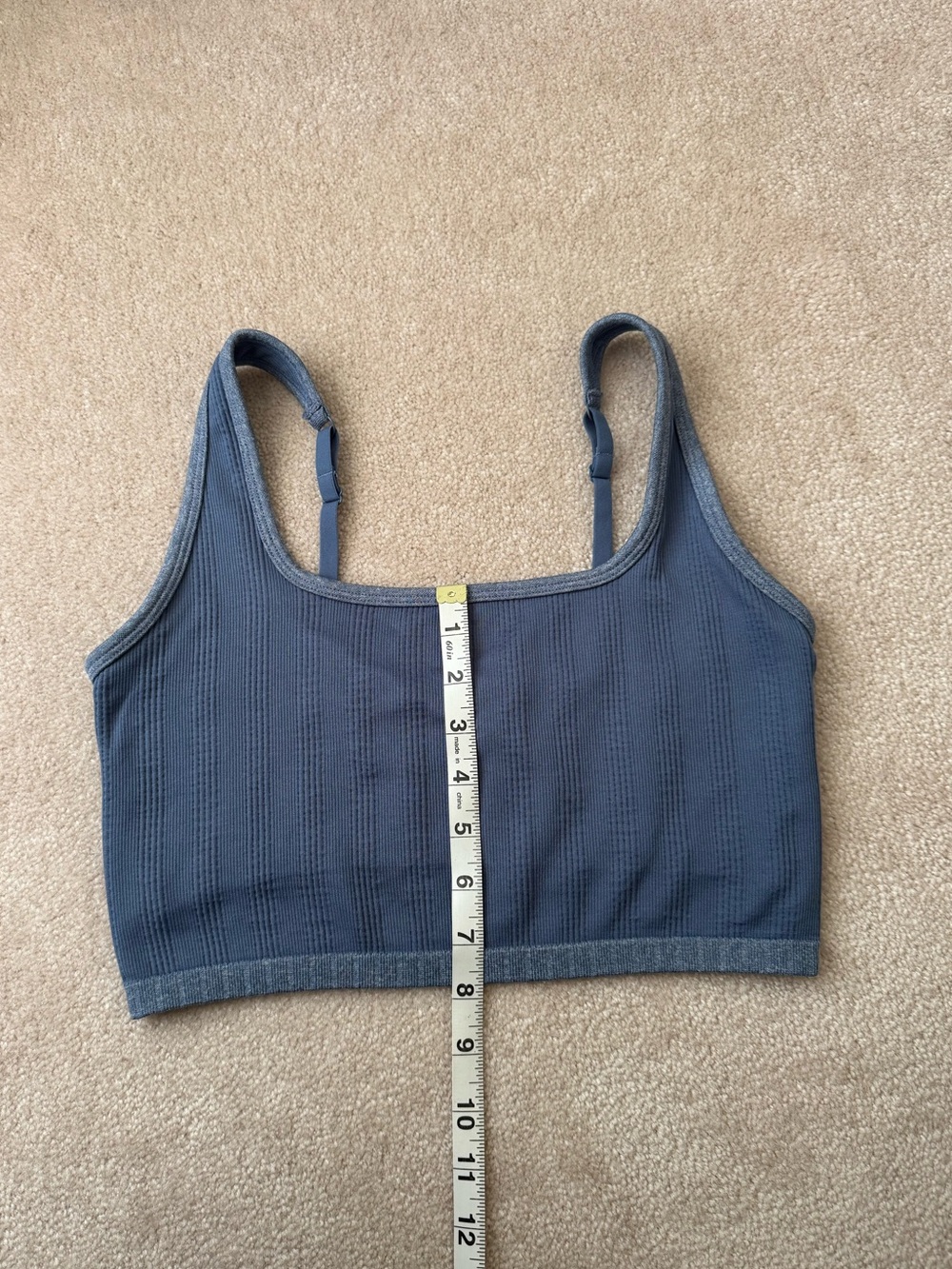 aerie Ribbed Scoop Crop Tank - Dusty Blue